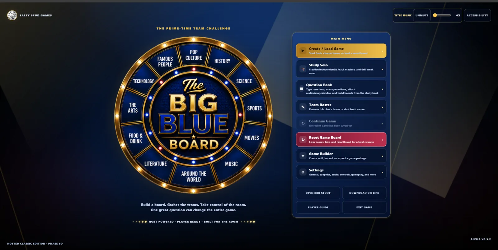 Classic Big Blue Board game title screen